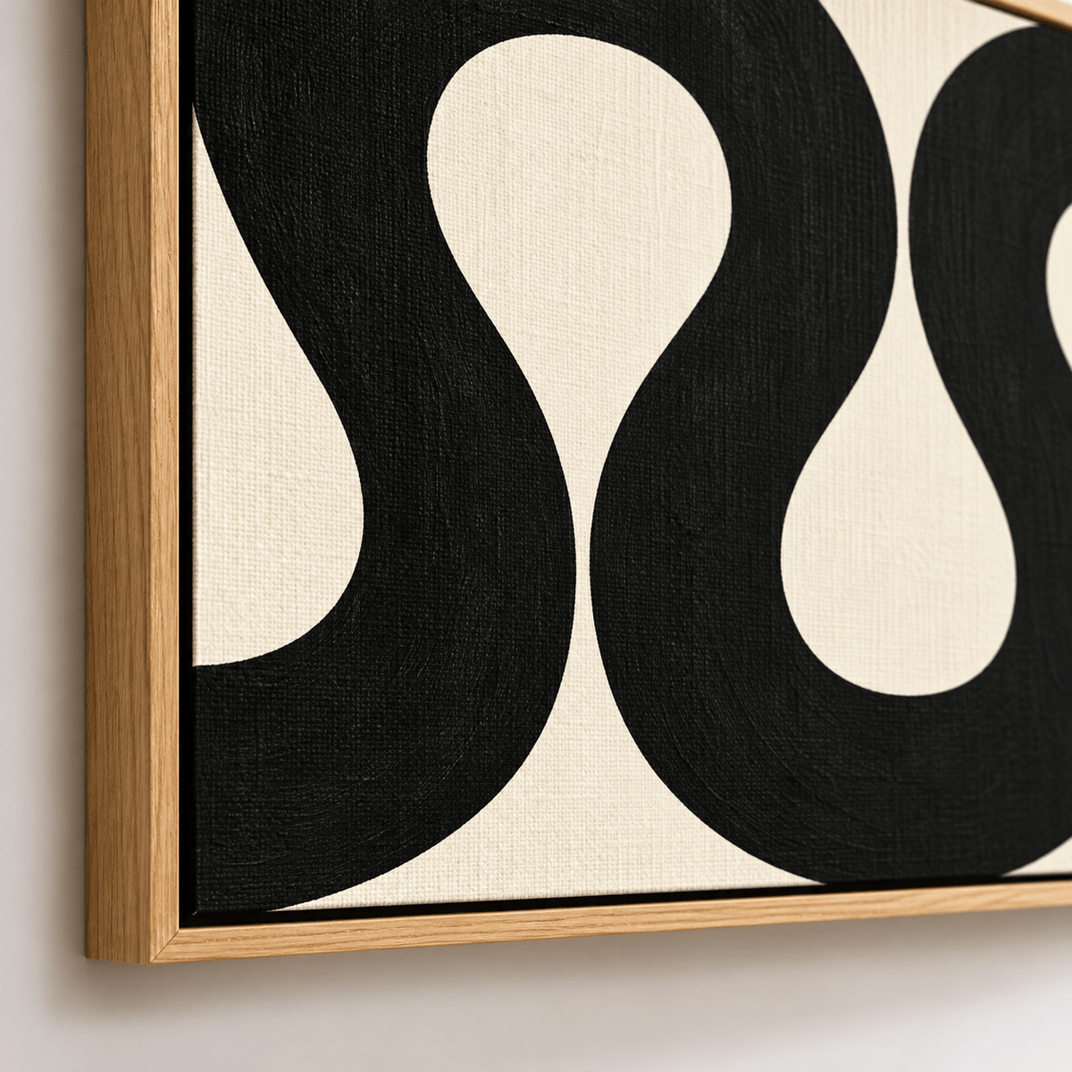 Ribbon Wall Art Original Painting – Black Ribbon Rhythm on ivory linen by Rossetti Art
