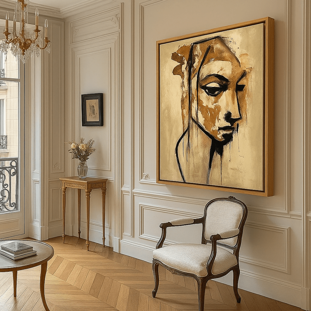 Original Painting : Silent Reflection – Modern Abstract Portrait in Earth Tones - Chiara Rossetti
