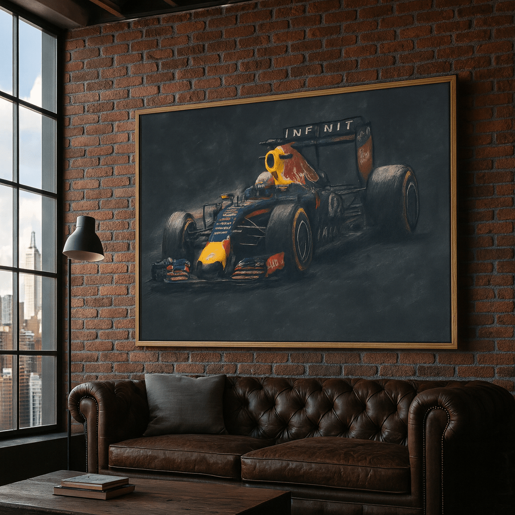 Original Painting : Velocity in Charcoal - Formula 1 Car Painting modern abstract canvas wall art by Rossetti Art – luxury interior design artwork for living room, bedroom, office – handmade wall art handmade wall decor minimalist canvas art