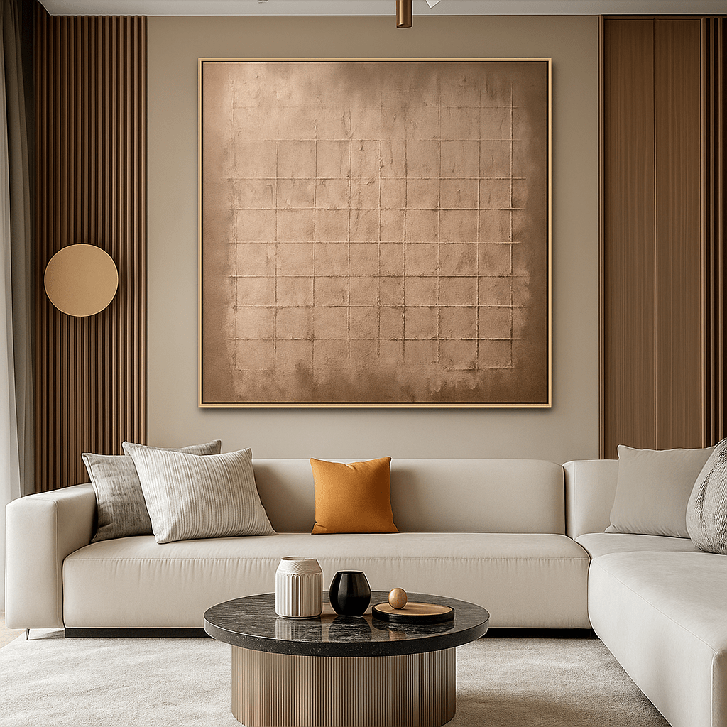 Original Painting : Wabi - Sabi Brown Original Painting – Minimalist Textured Abstract Wall Art for Modern Neutral Interiors by Chiara Rossetti modern abstract canvas wall art by Rossetti Art – luxury interior design artwork for living room, bedroom, office – artistic wall decor bold colorful wall decor brown abstract painting