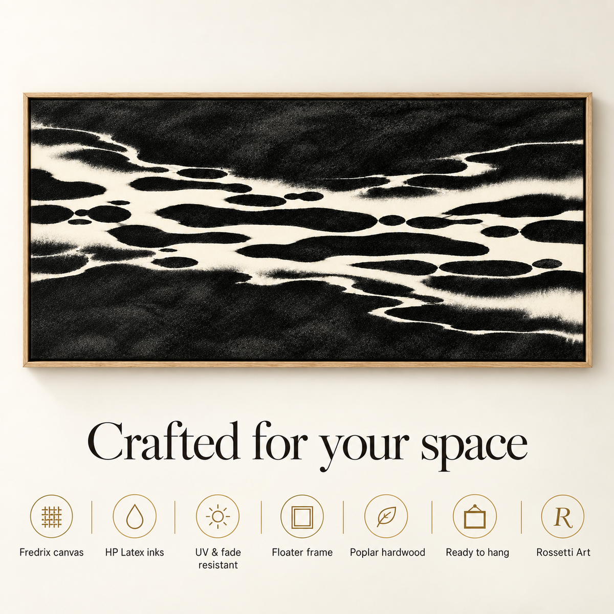 Panoramic Wall Art Canvas Print – Ink Current crafted with Fredrix canvas and HP latex inks, ready to hang by Rossetti Art