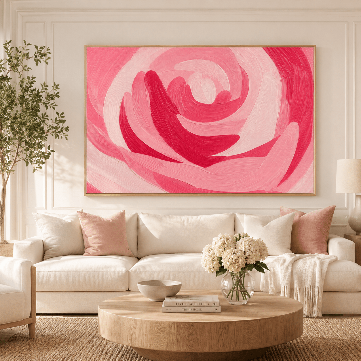 Pink Abstract Art Original Painting — Bloom by Rossetti Art