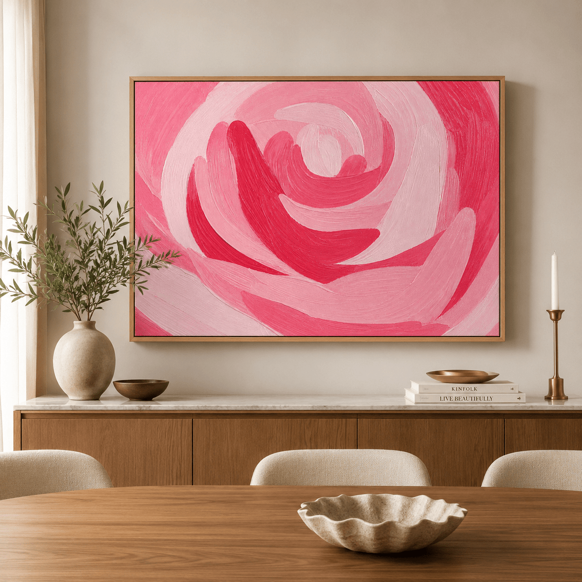 Pink Abstract Art Original Painting — Bloom by Rossetti Art