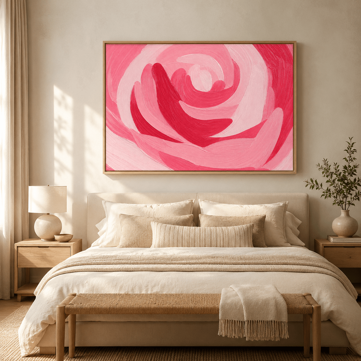 Pink Abstract Art Original Painting — Bloom by Rossetti Art