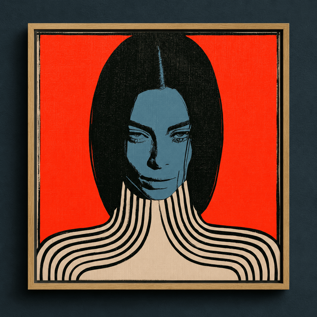 Pop art illustration canvas print, Crimson Echo, shown as a flat front view