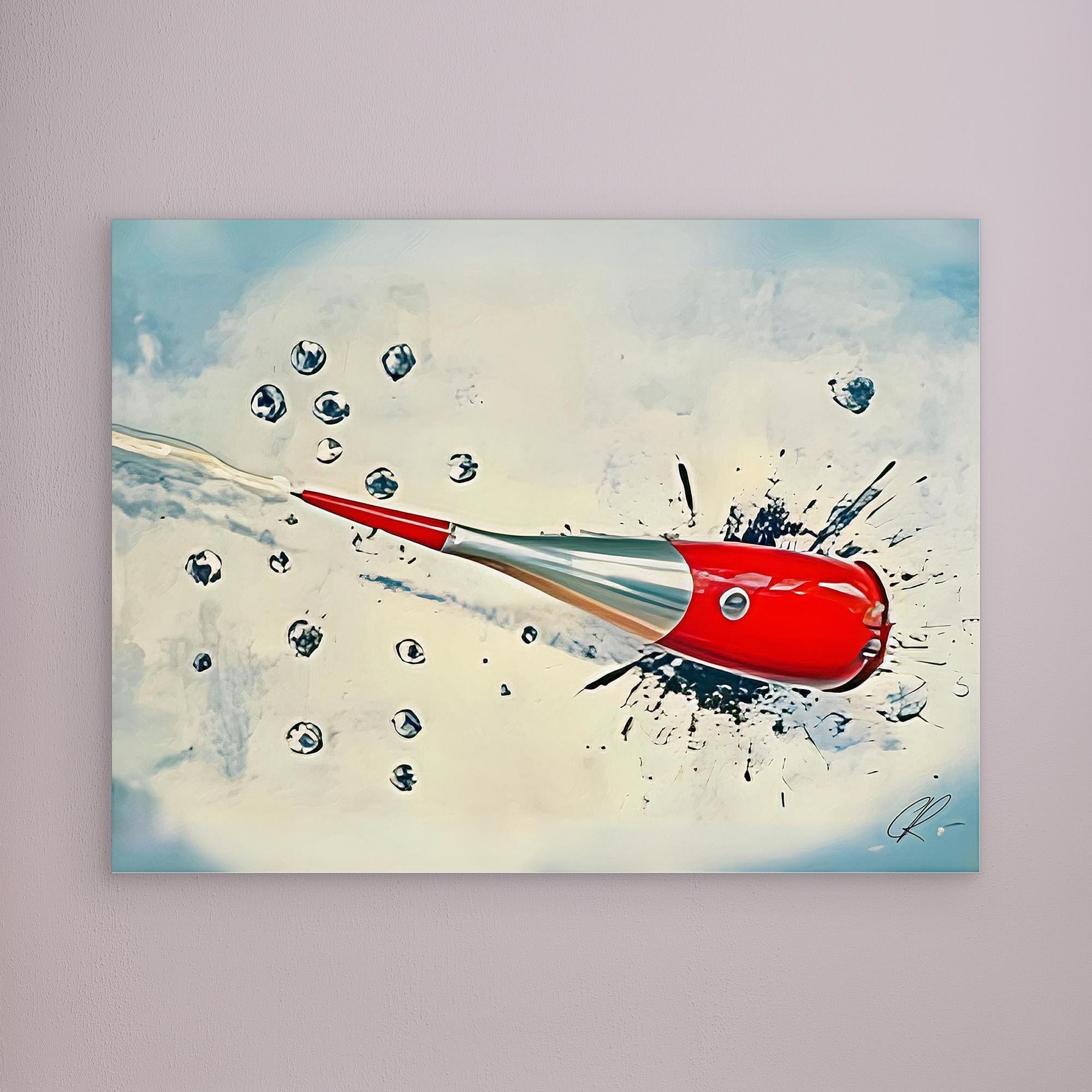Canvas Print: Sonic Splash Drive – Abstract Retro Rocket Art