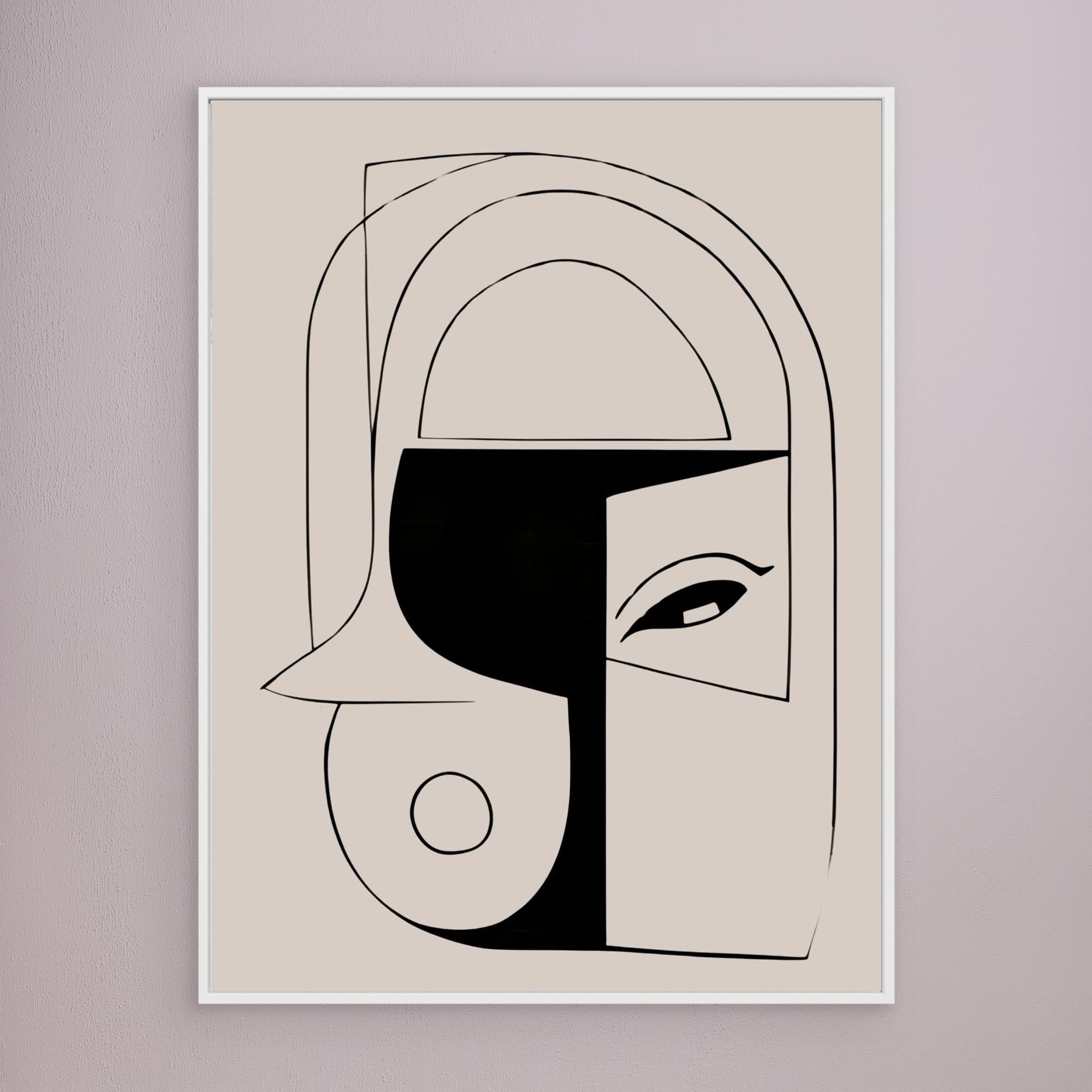 Canvas Print: Abstract Face Harmony – Line Drawing Art