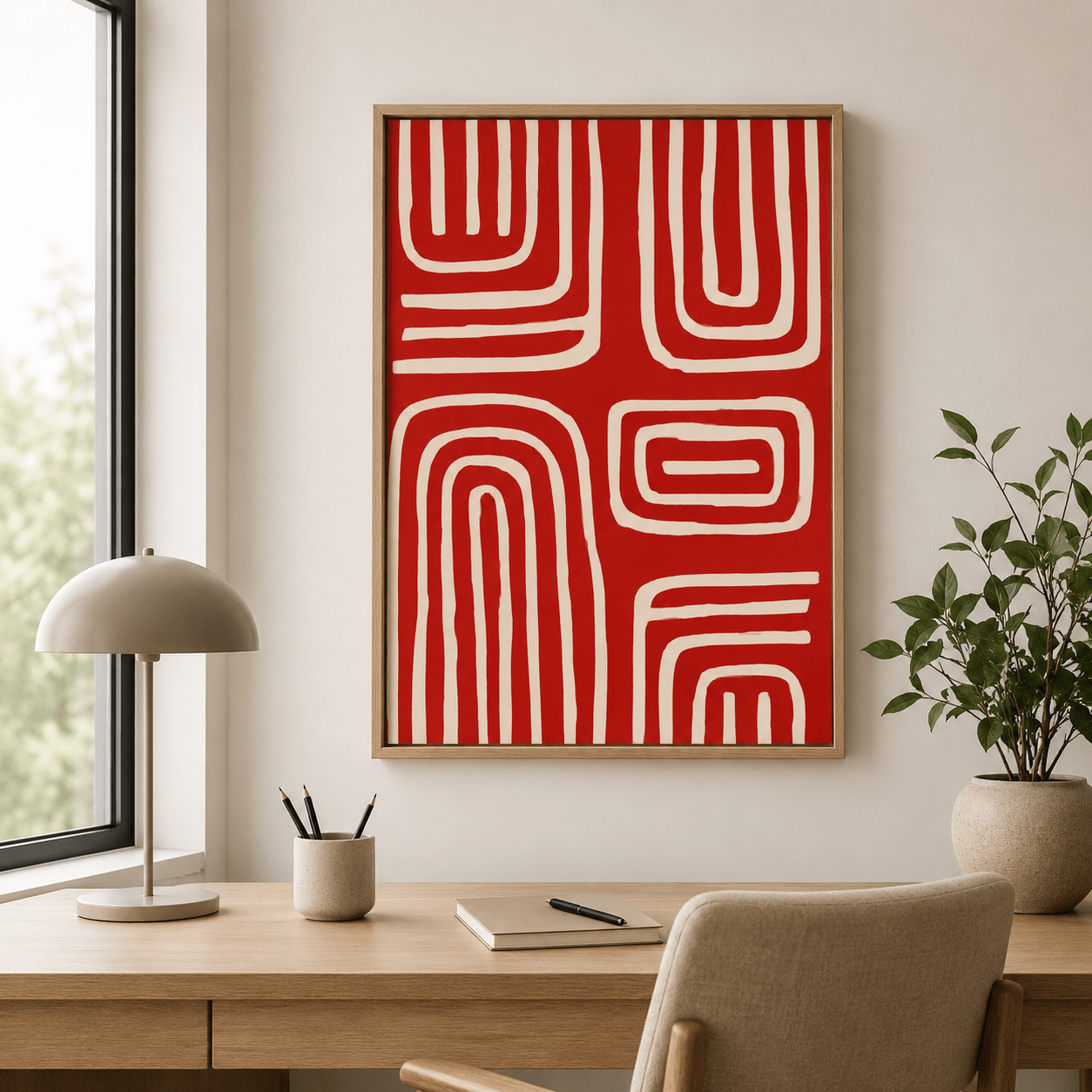 Red Abstract Wall Art — Labyrinth | Rossetti Art