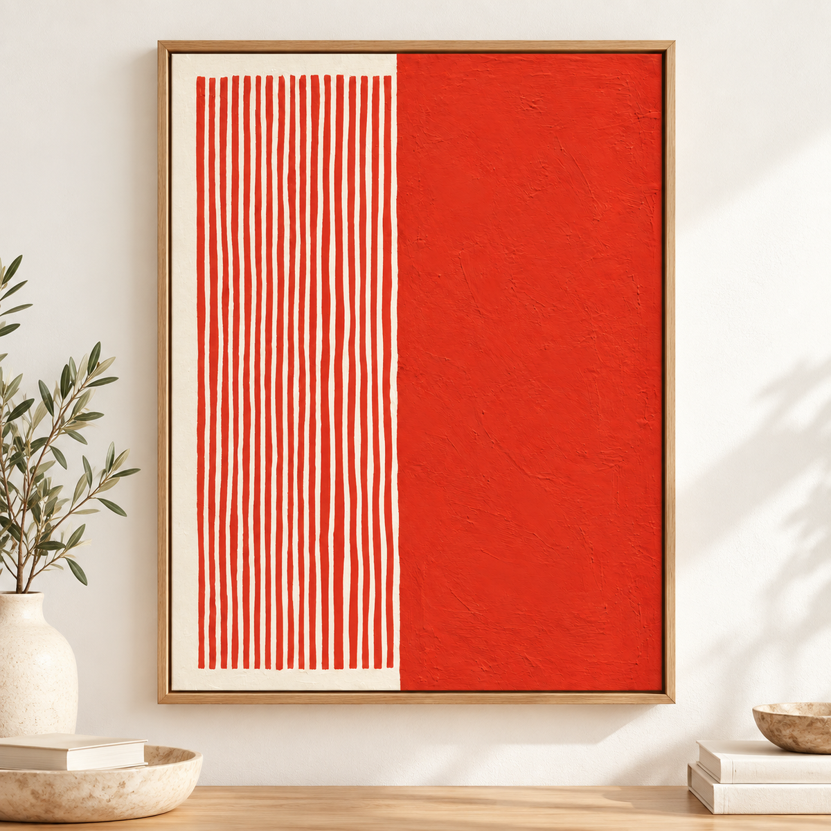 Red and White Wall Art – Vermilion Rhythm by Rossetti Art