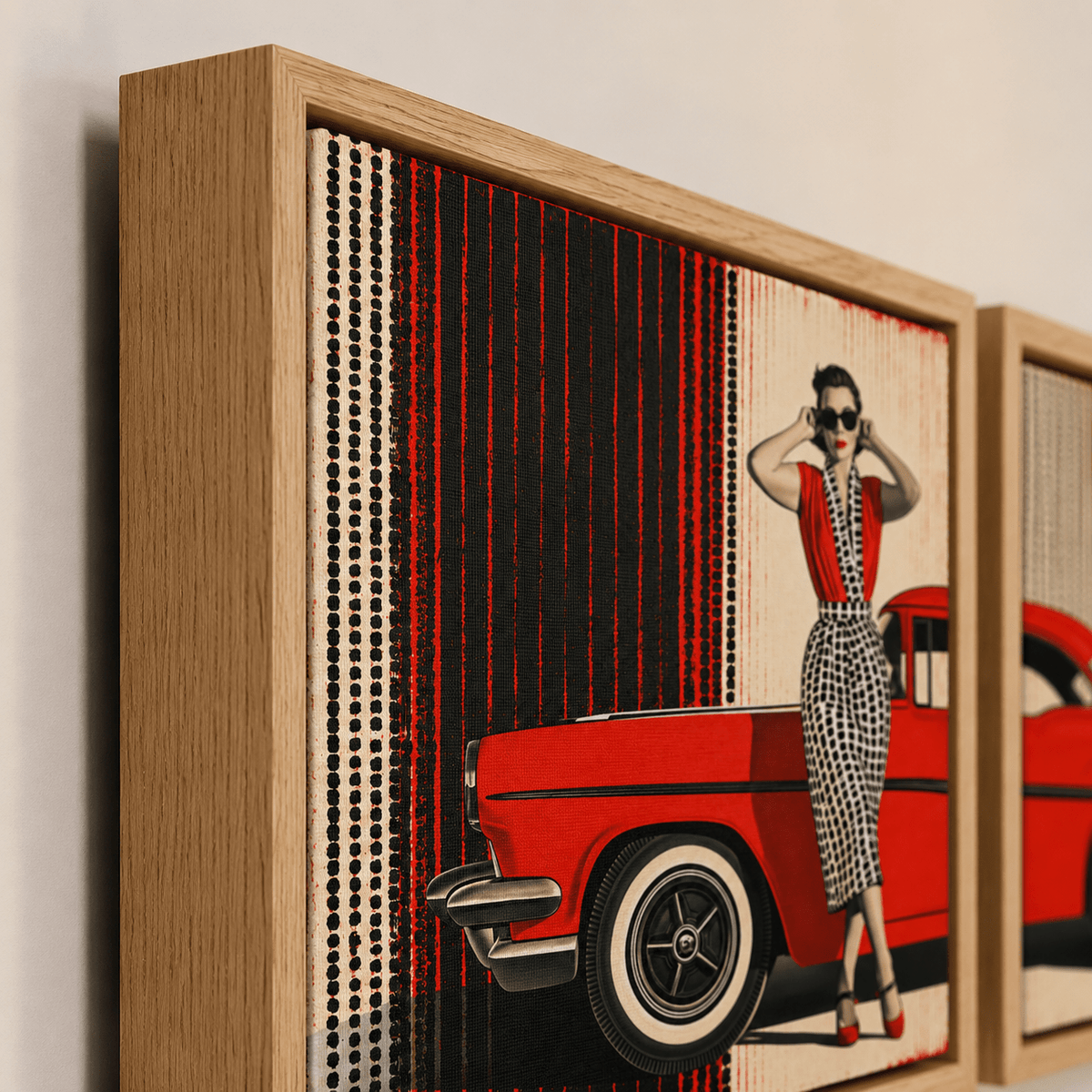 Retro Wall Art Canvas Print Set of 2 — Red Chrome by Rossetti Art
