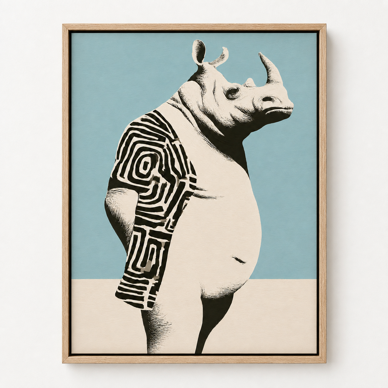 Rhino Wall Art — Labyrinth Hide vertical canvas print, main view