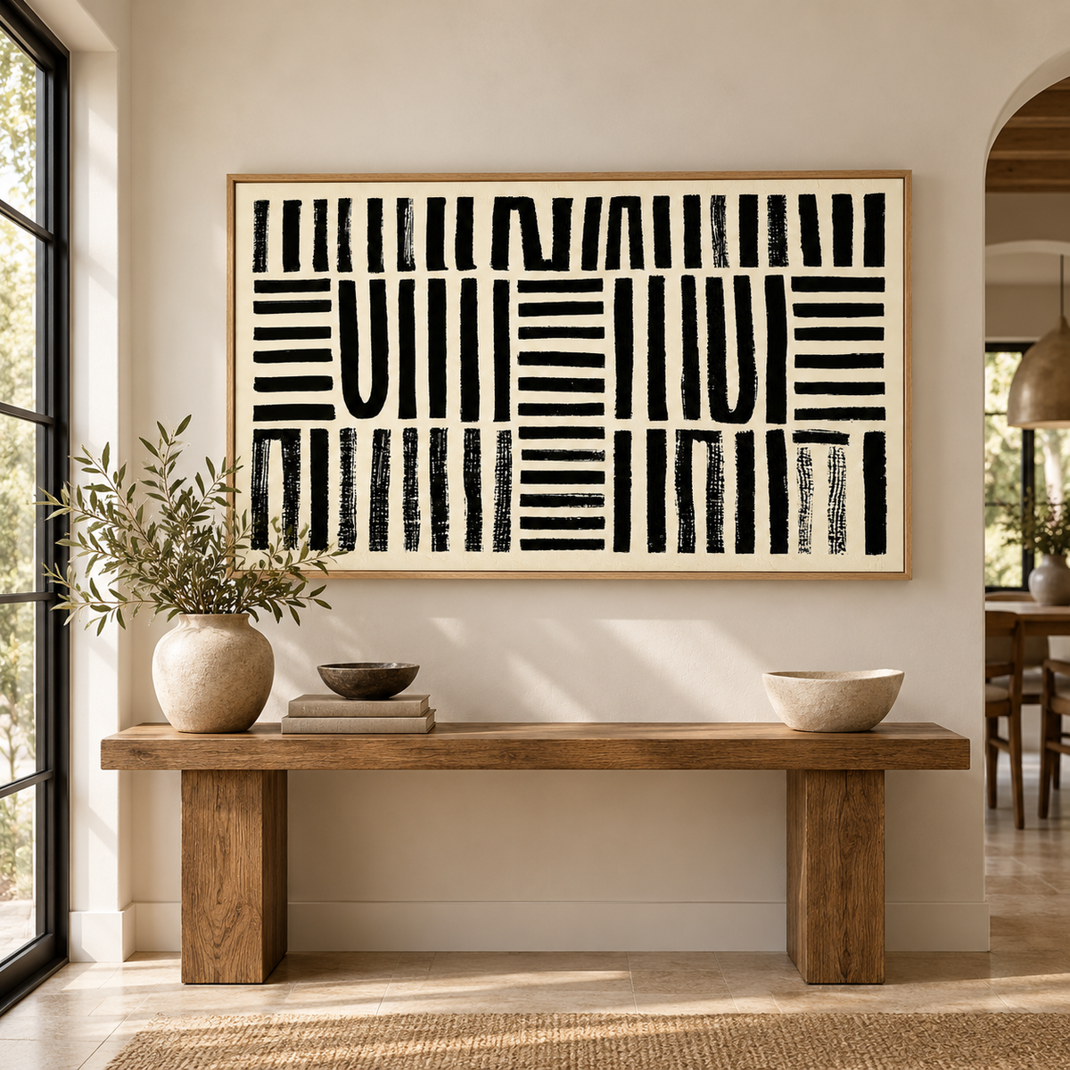 Entryway styling – Black and Beige Abstract Art – Interwoven by Rossetti Art