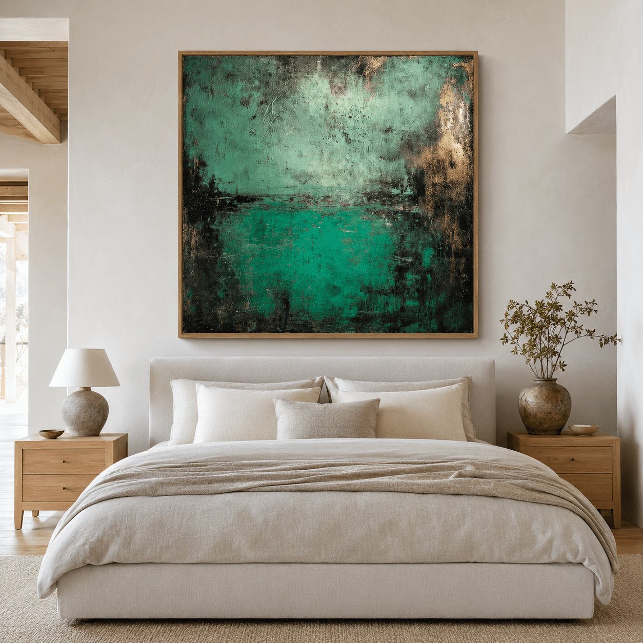 Sage Green Canvas Wall Art Original Painting- Sage Reverie Horizon modern abstract canvas wall art by Rossetti Art – luxury interior design artwork for living room, bedroom, office – Living Room Original Paintings popular-now Sage Green