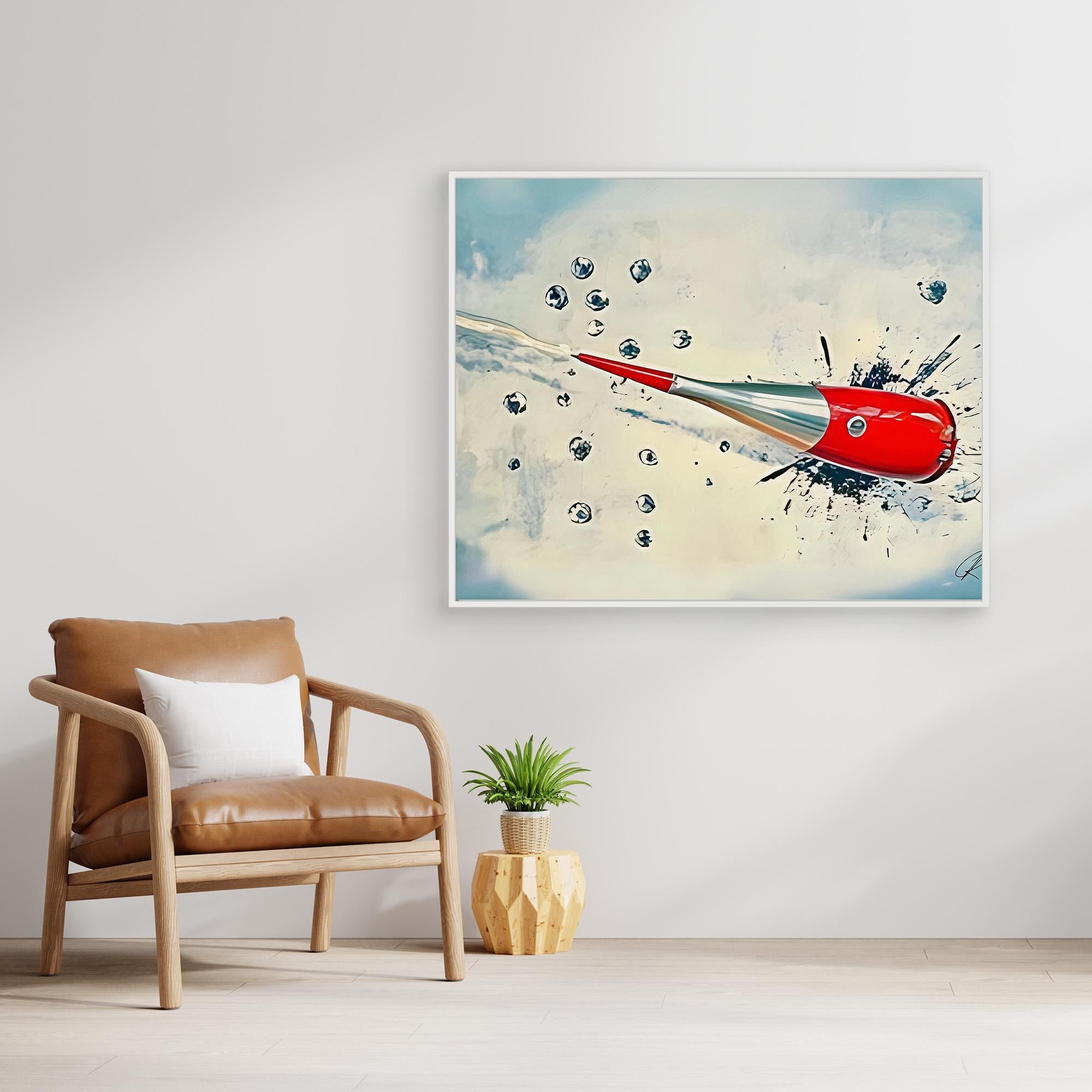 Canvas Print: Sonic Splash Drive – Abstract Retro Rocket Art