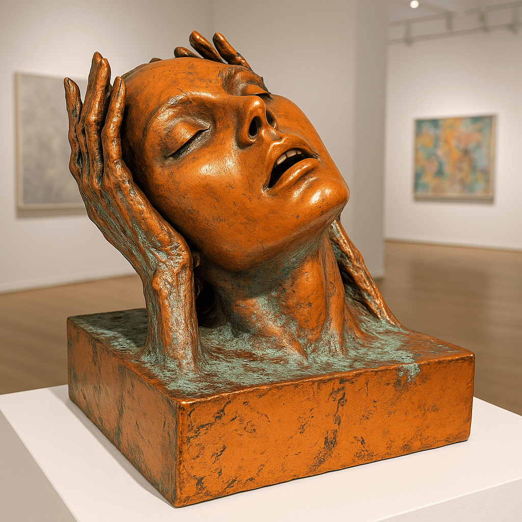 Sculpture Art : "Ethereal Bliss" modern abstract canvas wall art by Rossetti Art – luxury interior design artwork for living room, bedroom, office – abstract face sculpture bold artistic decor contemporary art piece