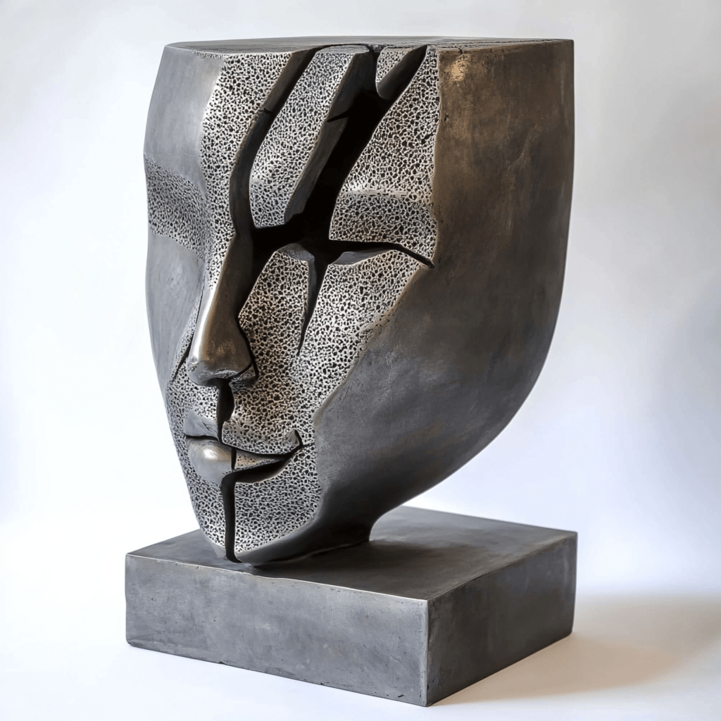 Sculpture Art : Fractured Harmony" modern abstract canvas wall art by Rossetti Art – luxury interior design artwork for living room, bedroom, office – abstract face sculpture bold artistic decor contemporary art piece