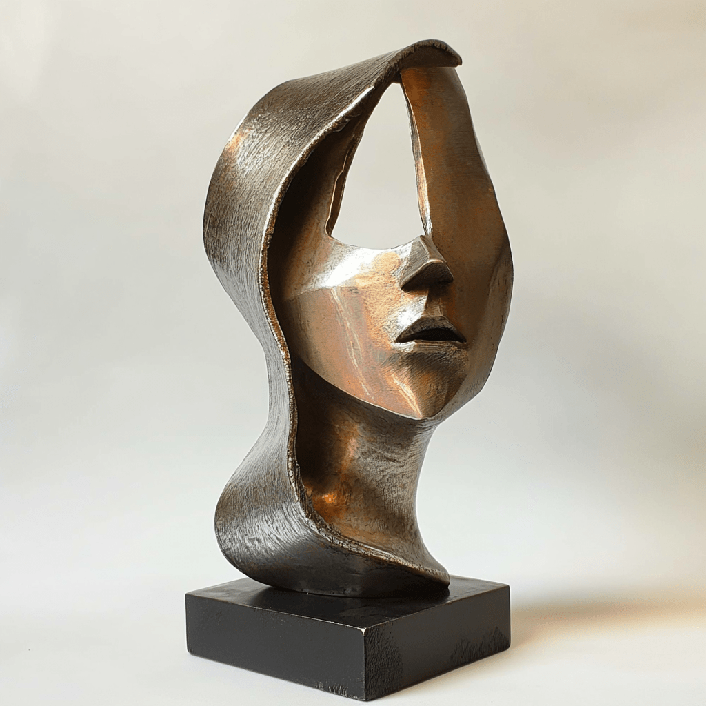 Sculpture Art : "Whispers of Silence" modern abstract canvas wall art by Rossetti Art – luxury interior design artwork for living room, bedroom, office – abstract face sculpture bold artistic decor contemporary art piece