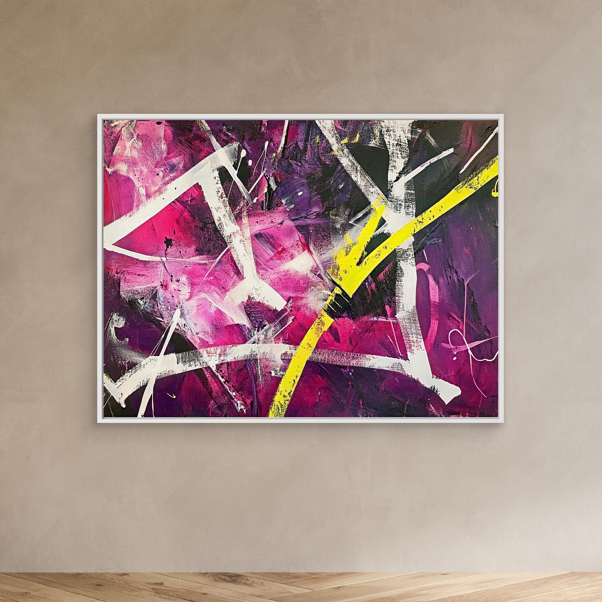 Canvas Print: "Electric Chaos Burst" - Modern Abstract Expressionist Wall Art