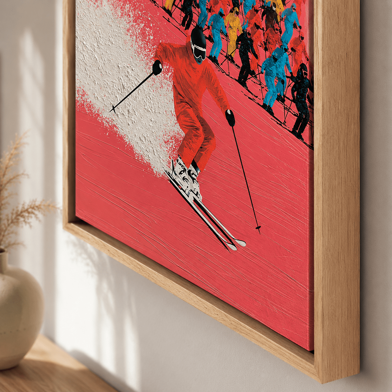 Skiing Wall Art Canvas Print — Powder Rush by Rossetti Art modern abstract canvas wall art by Rossetti Art – luxury interior design artwork for living room, bedroom, office – Bedroom Canvas Prints Living Room Canvas Art modern-canvas-print