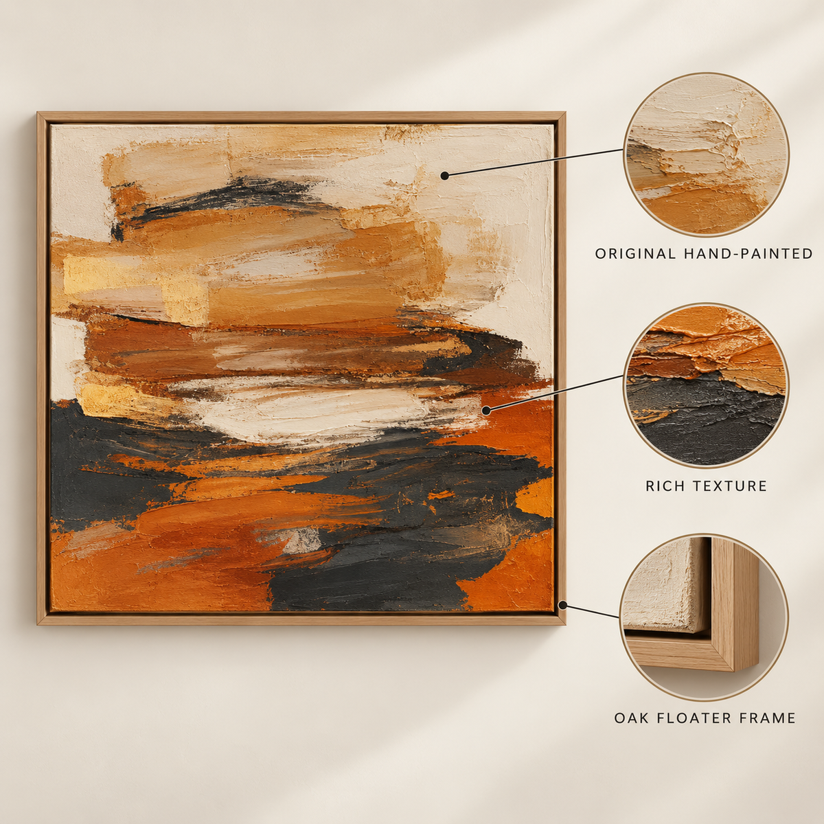 Square Abstract Painting – Earth Horizon detail view