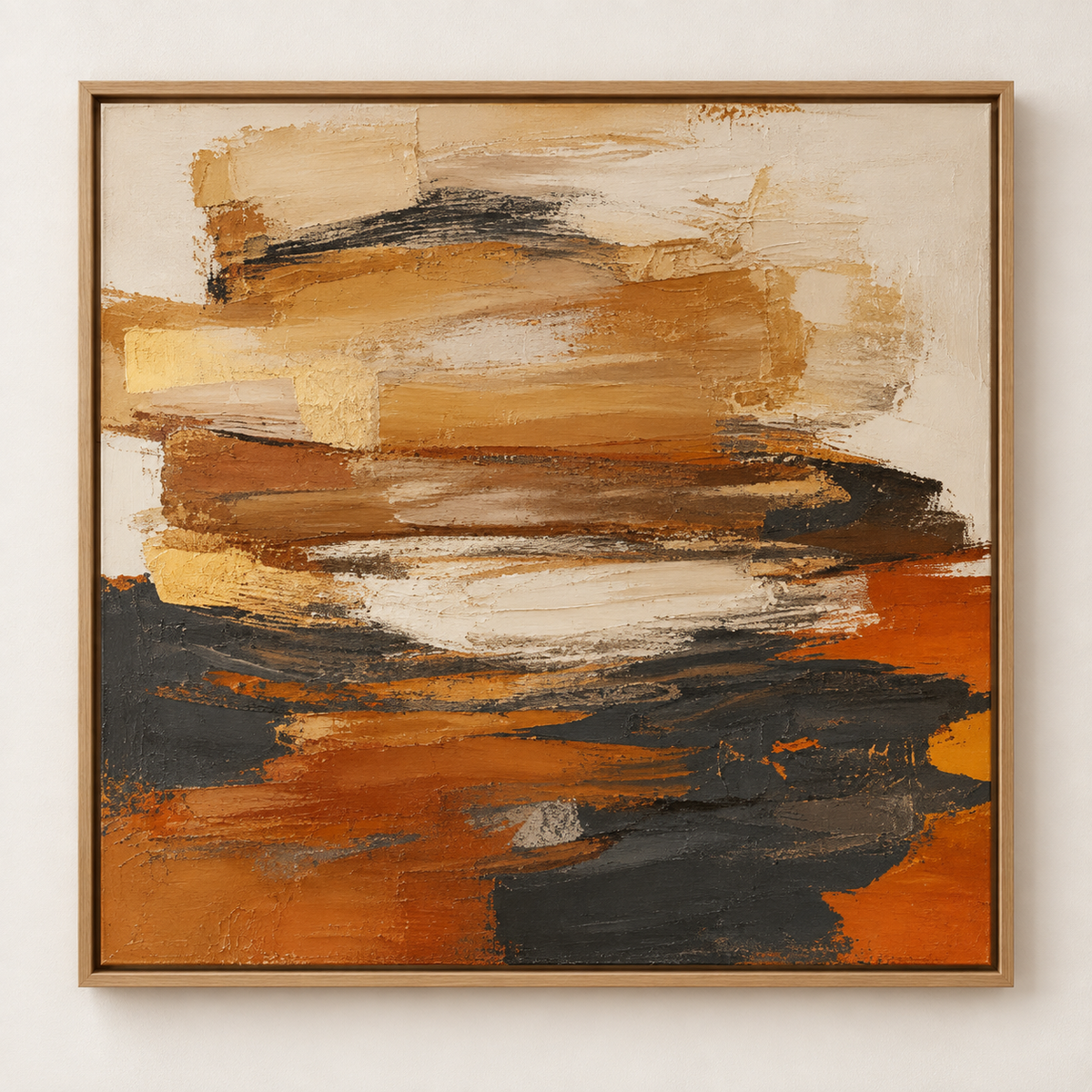 Square Abstract Painting – Earth Horizon framed detail