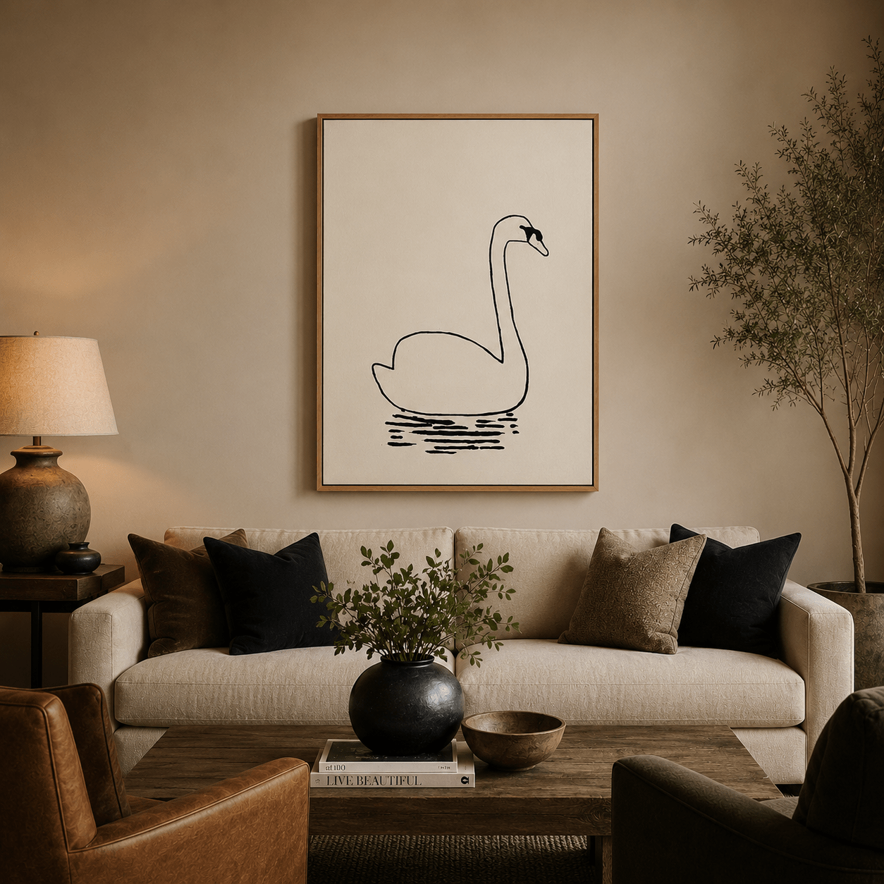 Swan Art Print Canvas — Duality Set of 2 by Rossetti Art