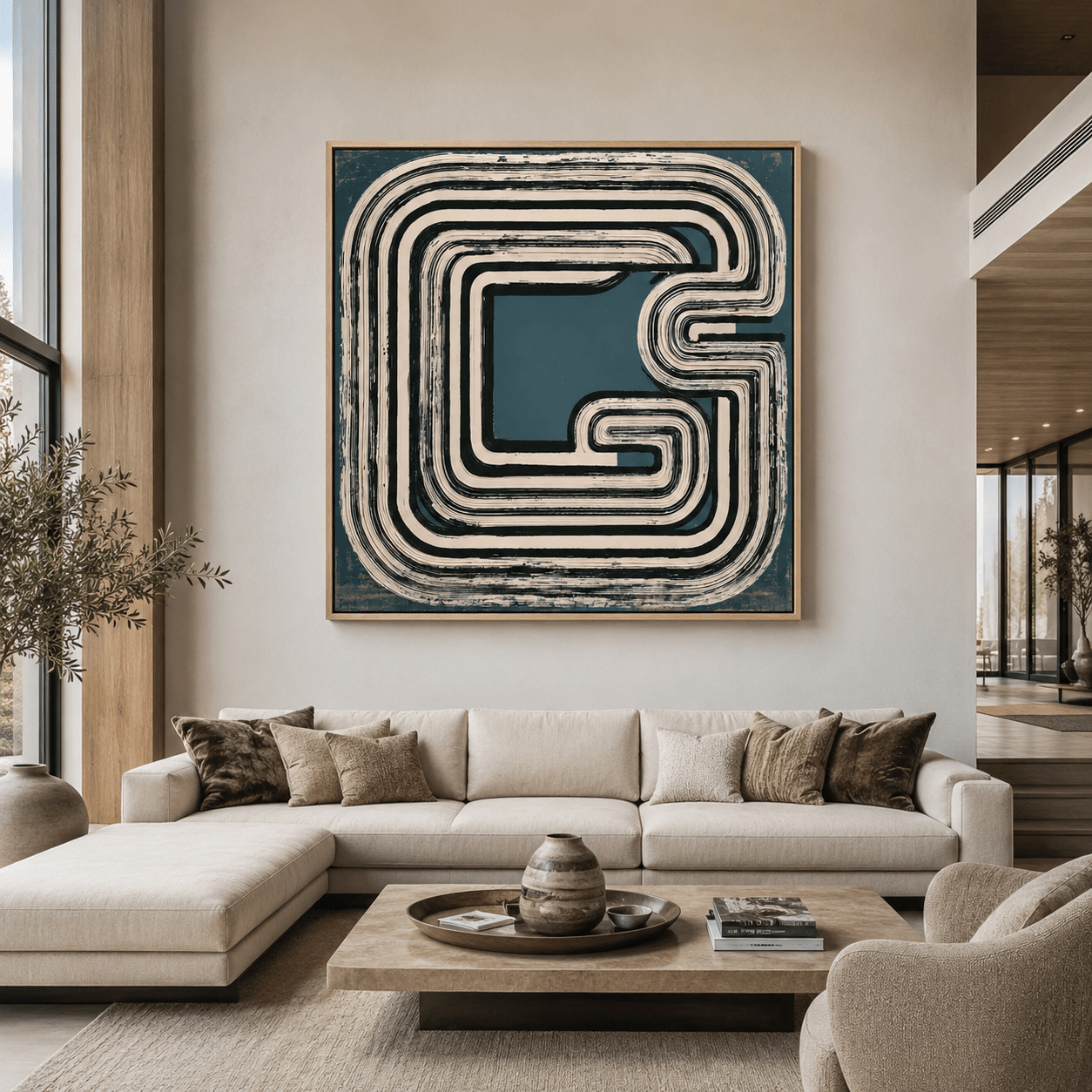 Teal Abstract Canvas Wall Art — Meander by Rossetti Art