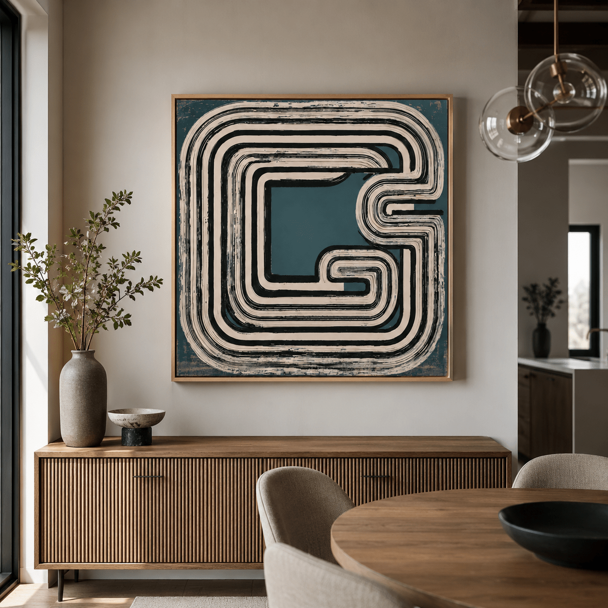 Teal Abstract Canvas Wall Art — Meander by Rossetti Art