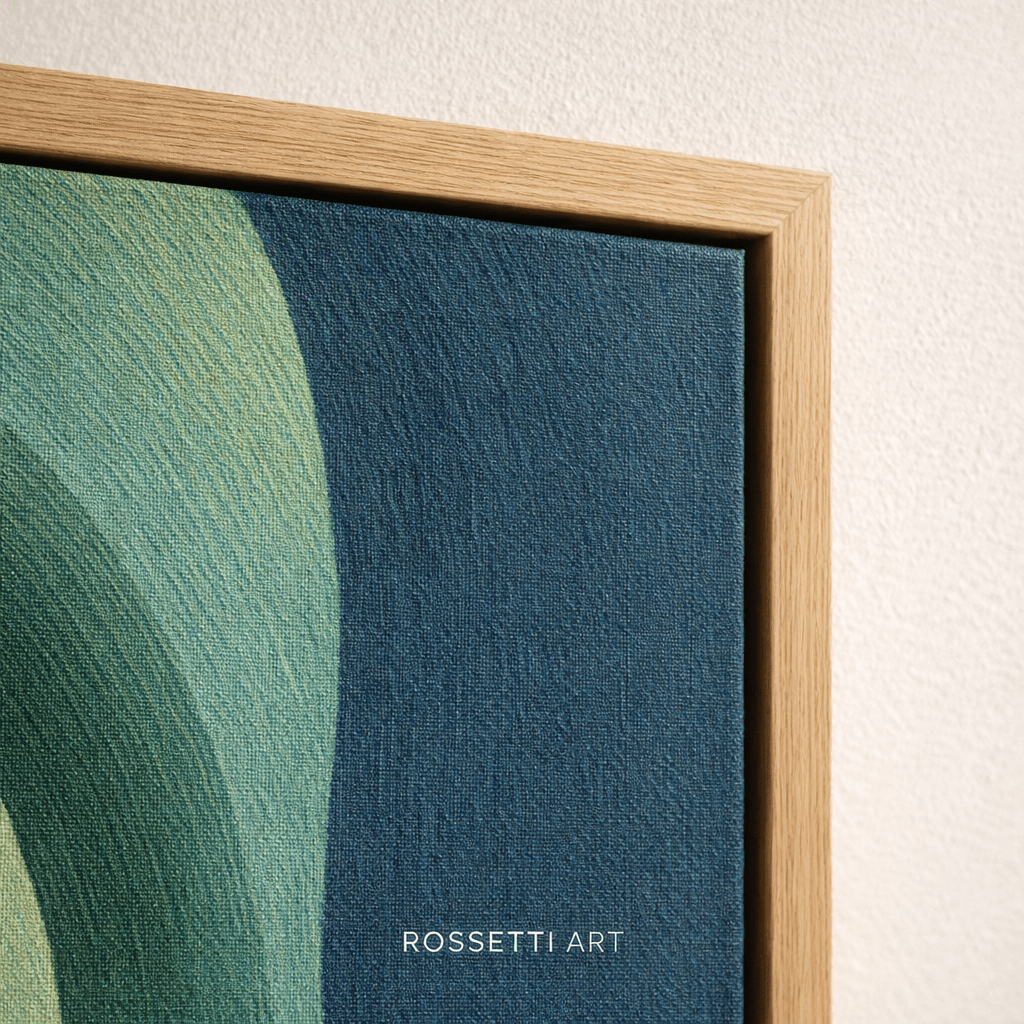 Teal Abstract Circle Canvas Art – Velvet Orbit by Rossetti Art