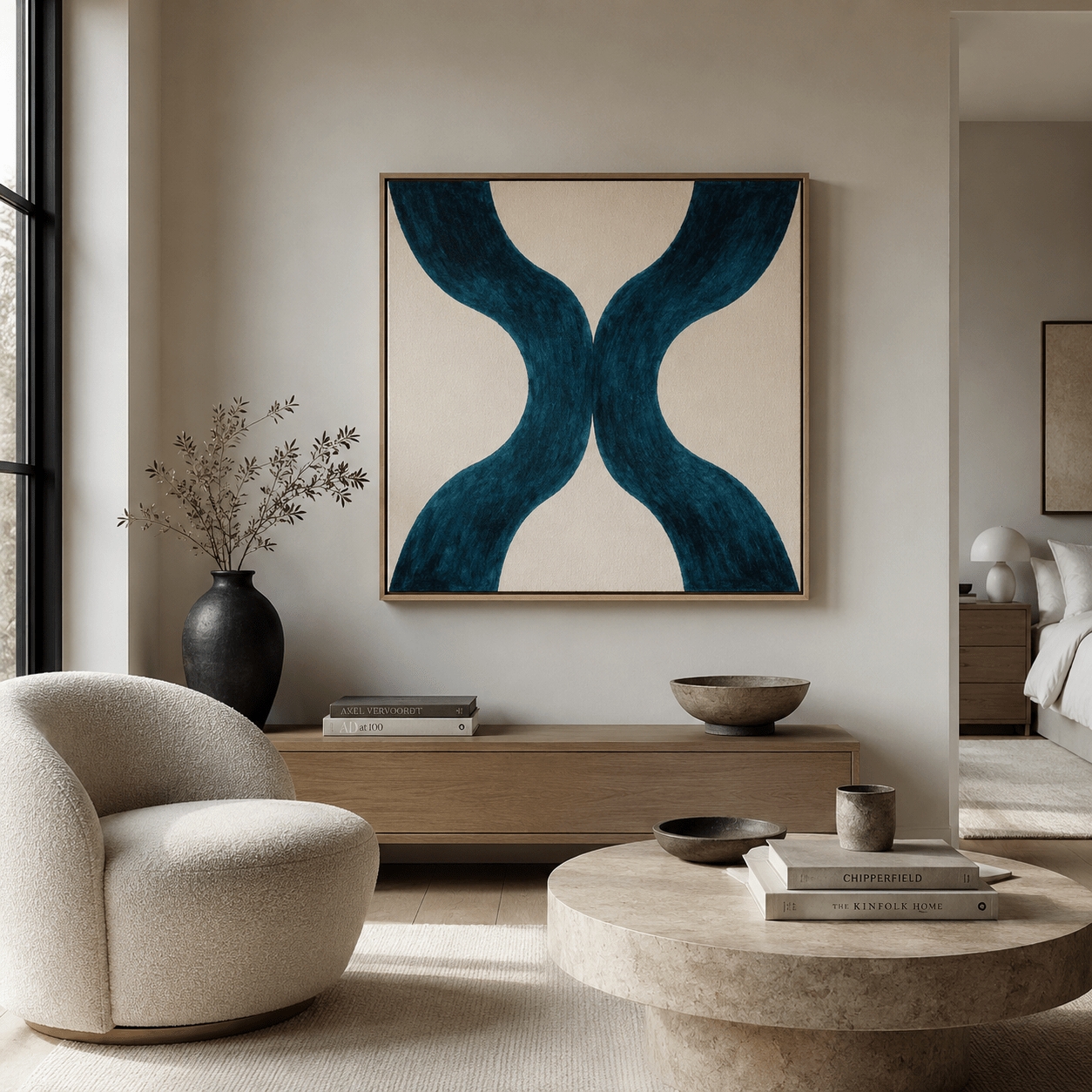 Teal Abstract Wall Art Canvas Print — Ebb by Rossetti Art