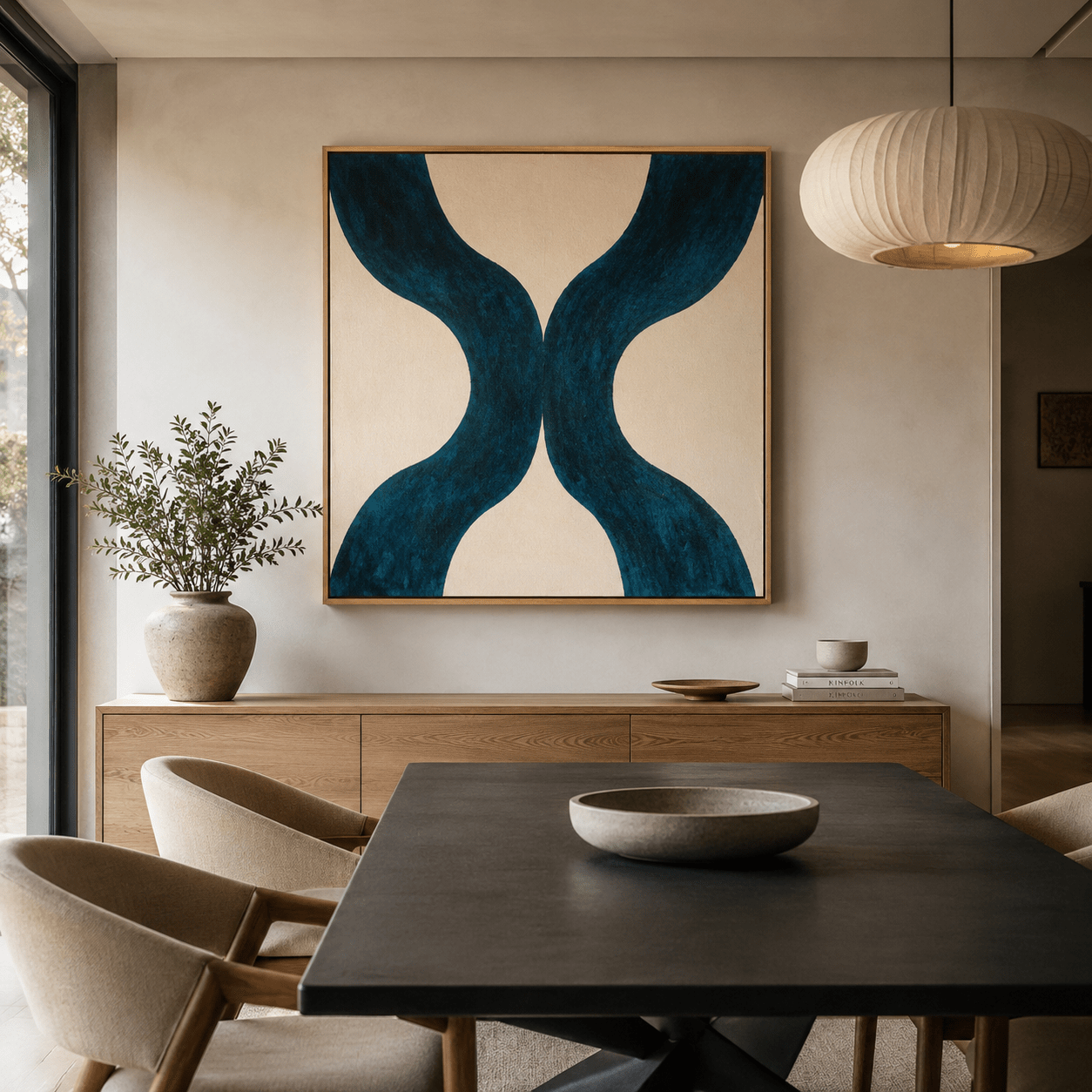 Teal Abstract Wall Art Canvas Print — Ebb by Rossetti Art