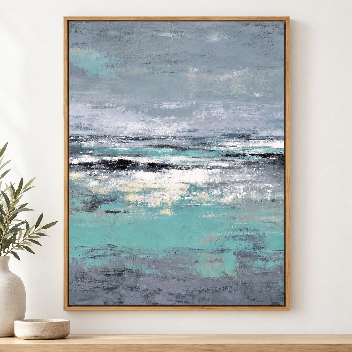 Teal and Gray Wall Art – Glass Tide by Rossetti Art