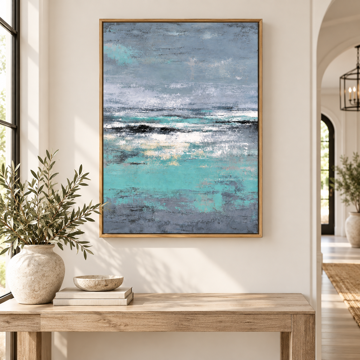 Teal and Gray Wall Art – Glass Tide by Rossetti Art