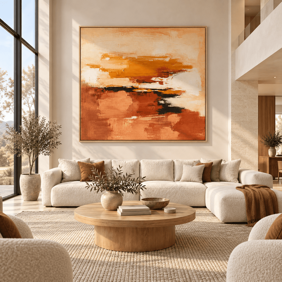 Terracotta Abstract Painting Original Painting — Terracotta Horizon by Rossetti Art modern abstract canvas wall art by Rossetti Art – luxury interior design artwork for living room, bedroom, office – earth tone abstract painting Entryway Original Paintings Living Room Original Paintings