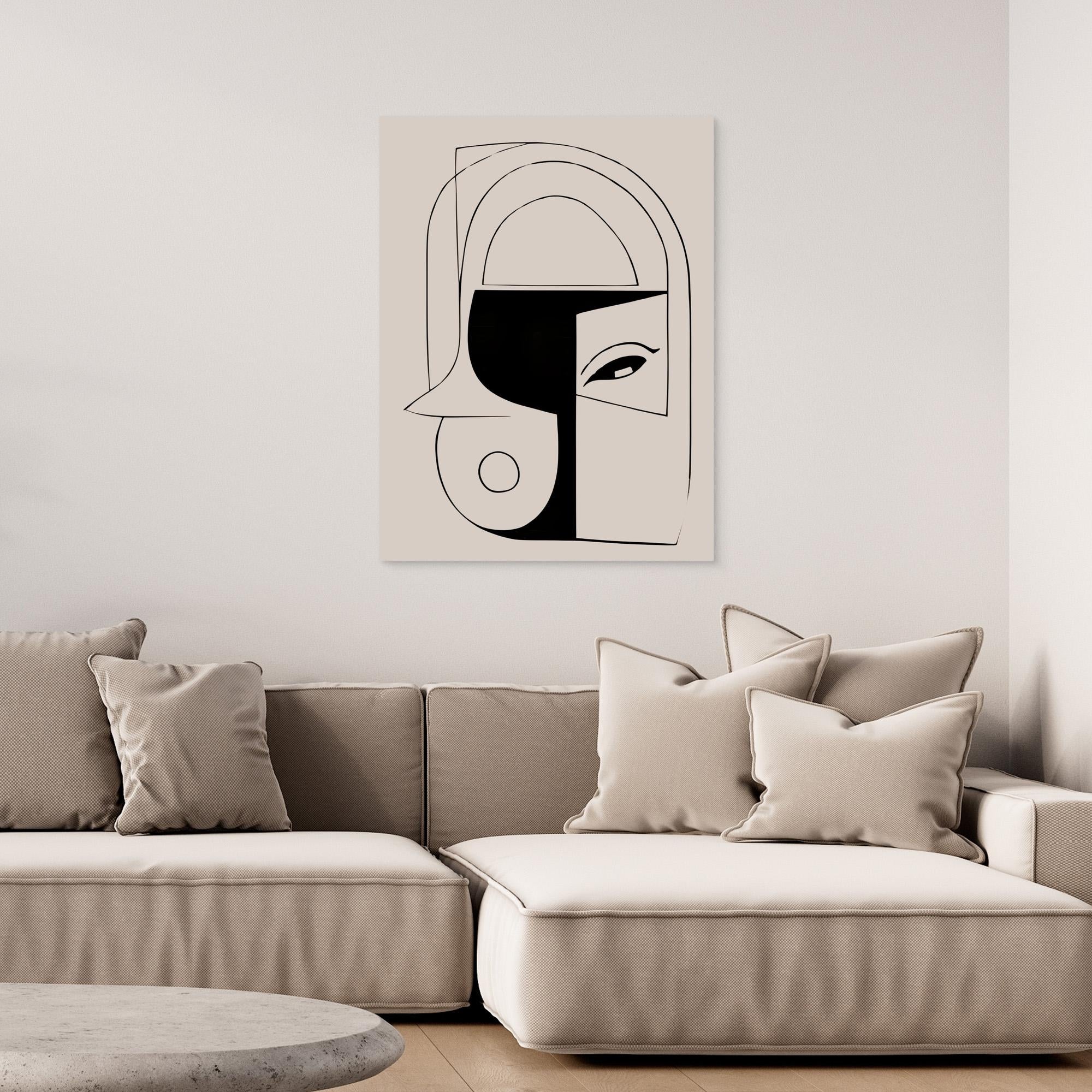 Canvas Print: Abstract Face Harmony – Line Drawing Art