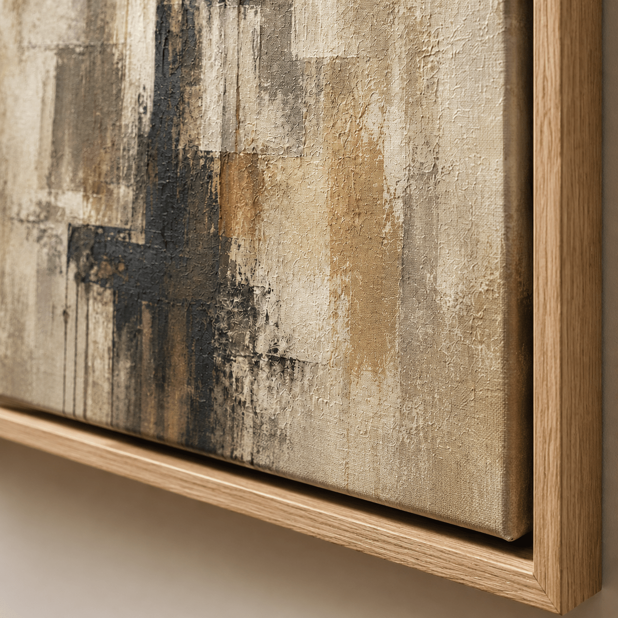Amber Column vertical abstract canvas print shown in a living room setting
