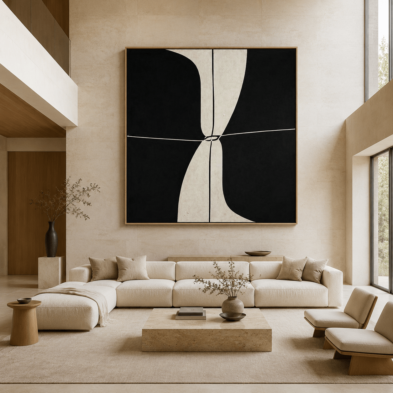 Wabi Sabi Painting – Quiet Divide by Rossetti Art in a living room