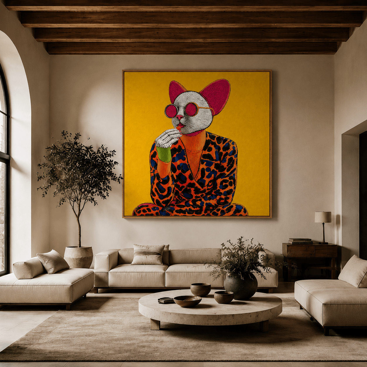 Whimsical Animal Wall Art — The Diva by Rossetti Art modern abstract canvas wall art by Rossetti Art – luxury interior design artwork for living room, bedroom, office – animal Dining Room Wall Art Entryway Wall Art