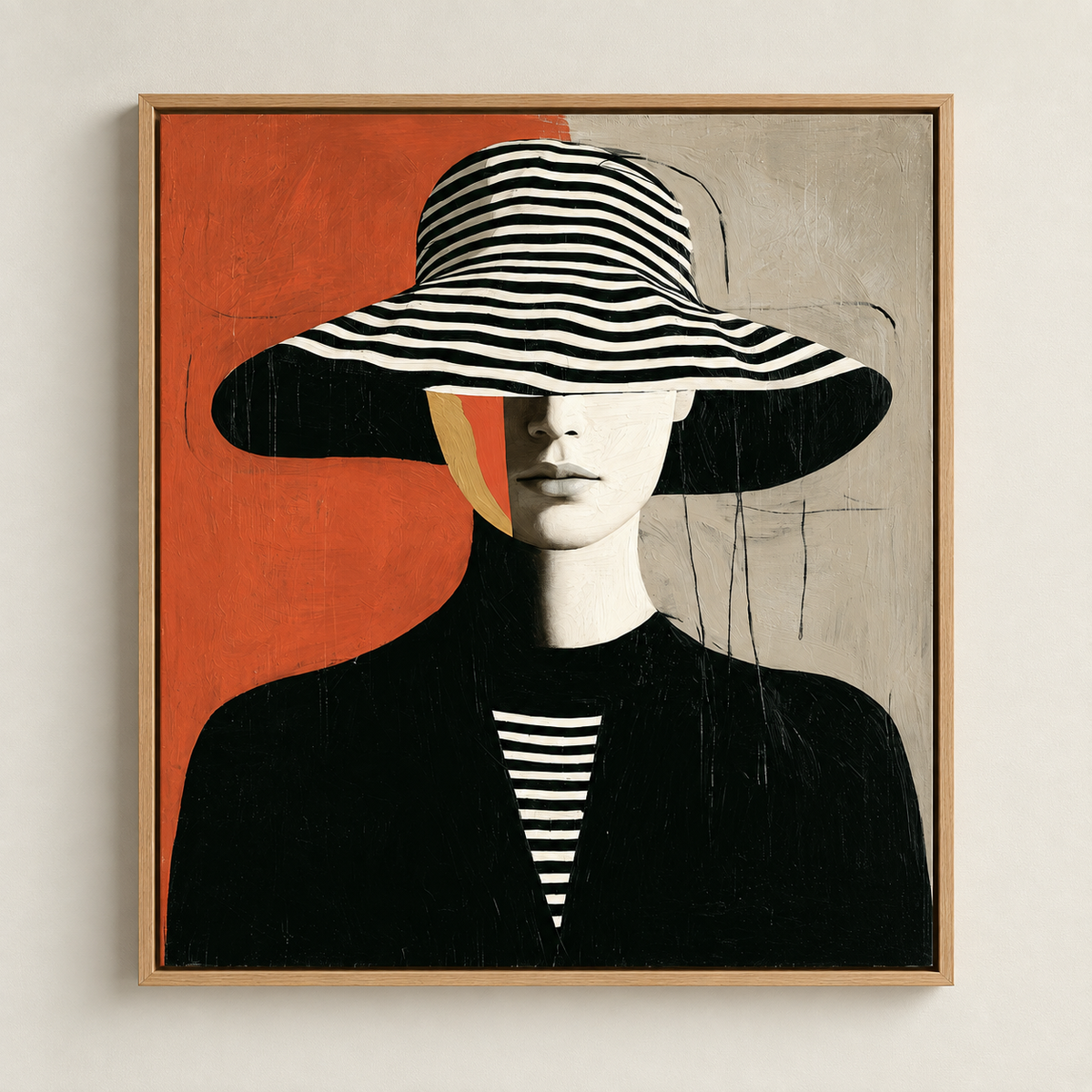 Woman With Hat Painting – Striped Brim by Rossetti Art