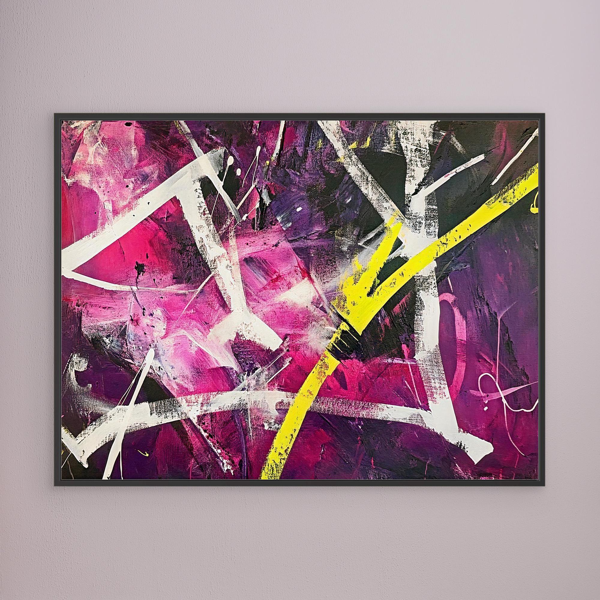 Canvas Print: "Electric Chaos Burst" - Modern Abstract Expressionist Wall Art