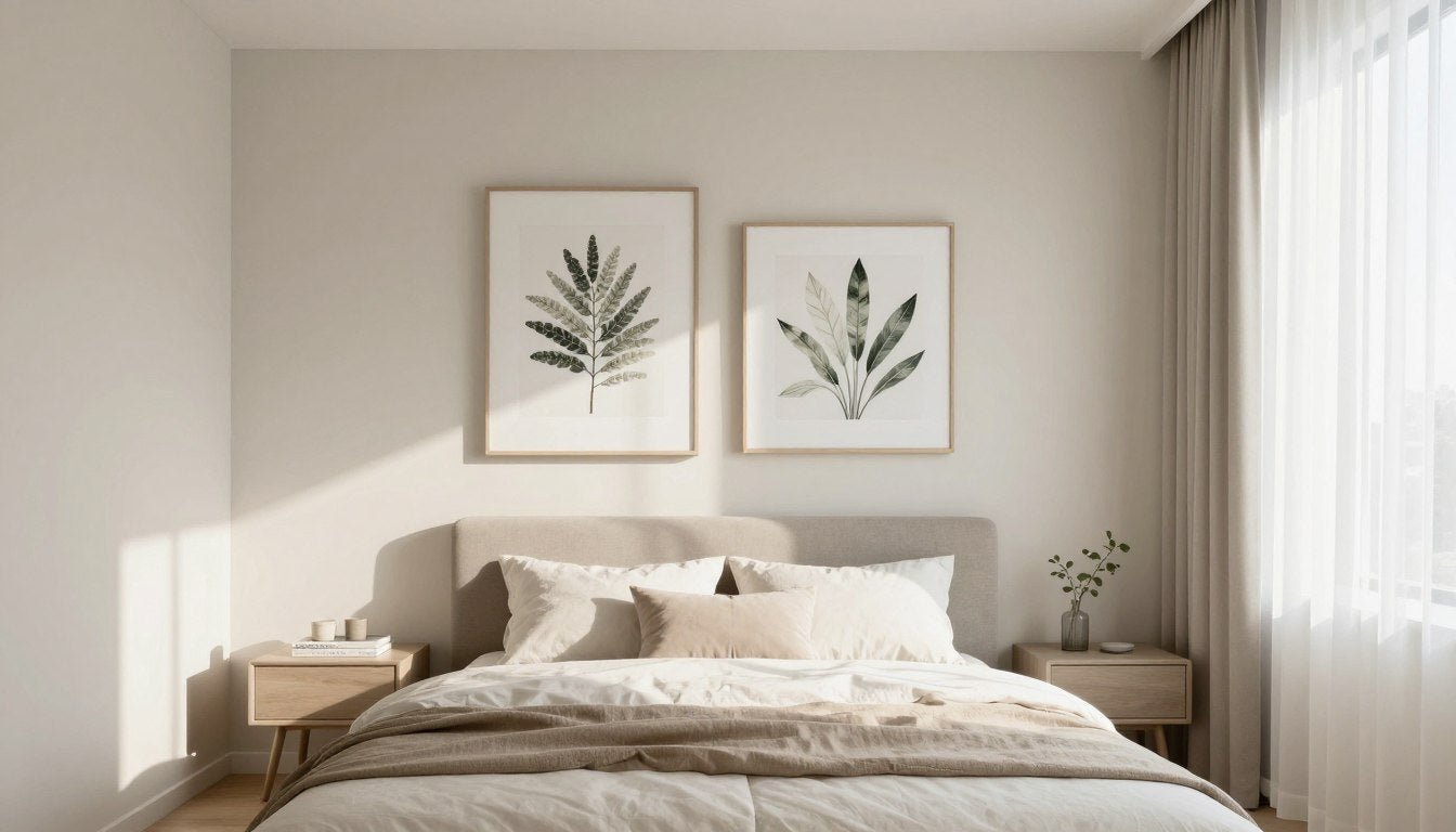 bedroom wall art serene minimalist design with botanical prints
