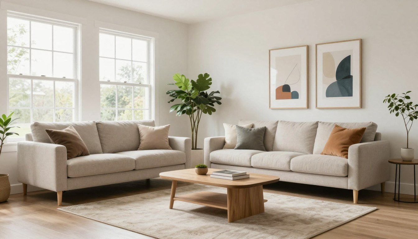 Best interior design and home decorating guide for beginners showing a beautifully designed modern living room with balanced fur