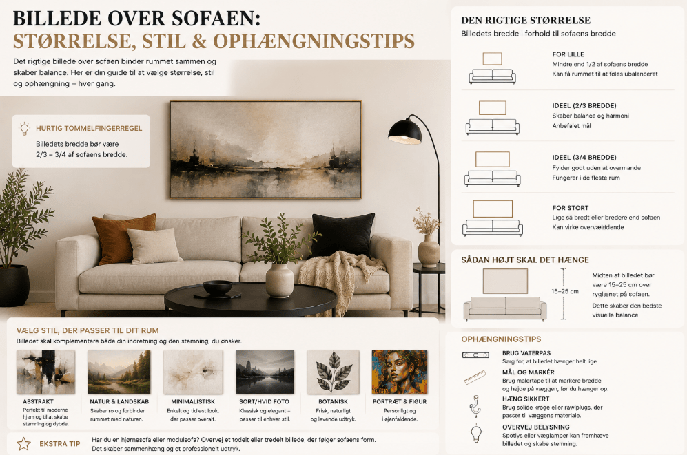 Billede over sofaen