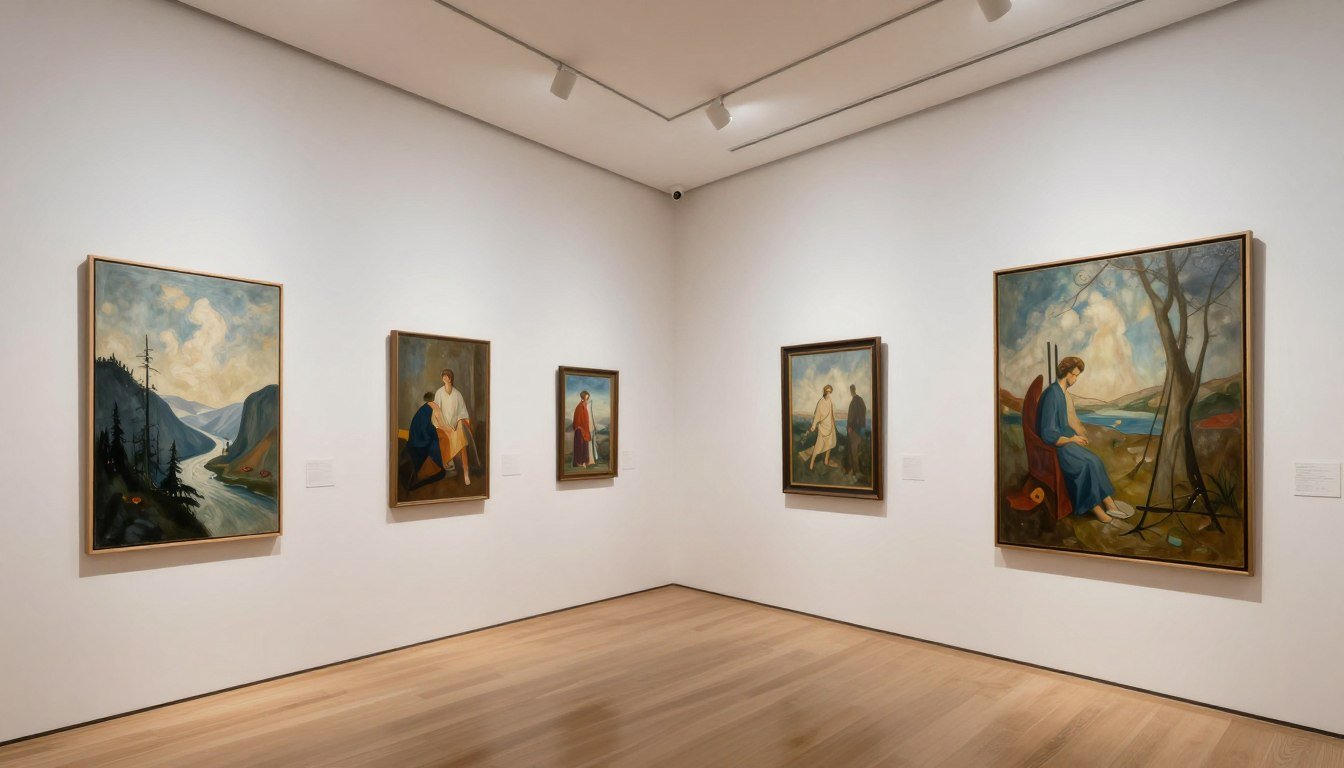 canvas prints vs original paintings comparison display in modern gallery setting