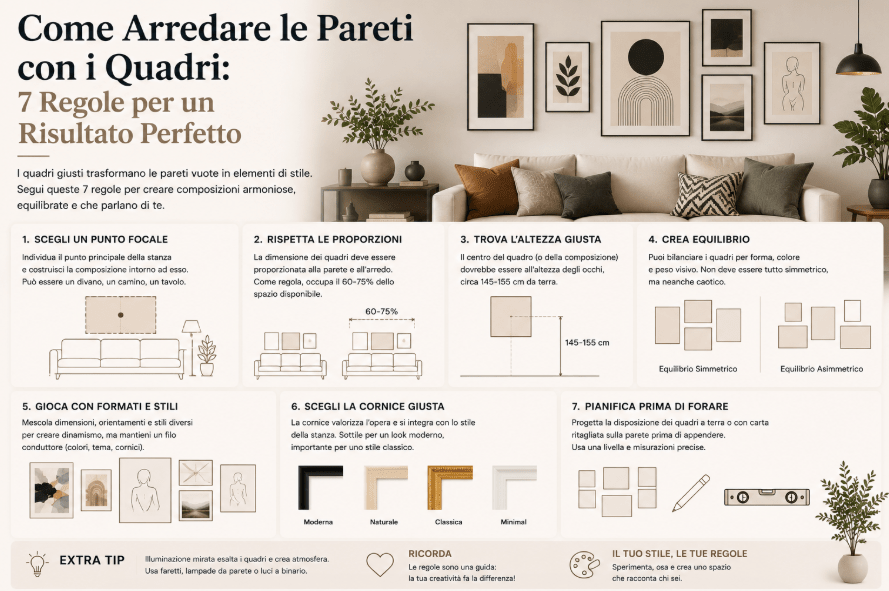 Come Arredare le Pareti con i Quadri: 7 Regole per un Risultato Perfetto