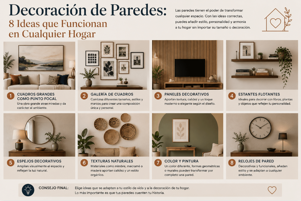 Decoración de Paredes: 8 Ideas que Funcionan en Cualquier Hogar