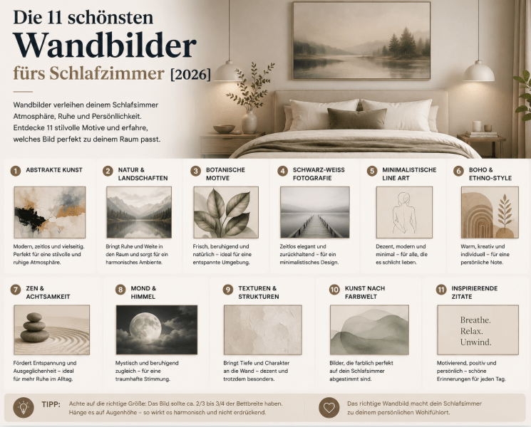 Die 11 schönsten Wandbilder fürs Schlafzimmer [2026]