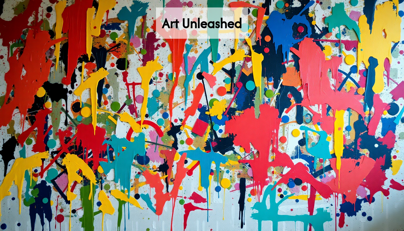 An abstract expressionist painting with vibrant colors