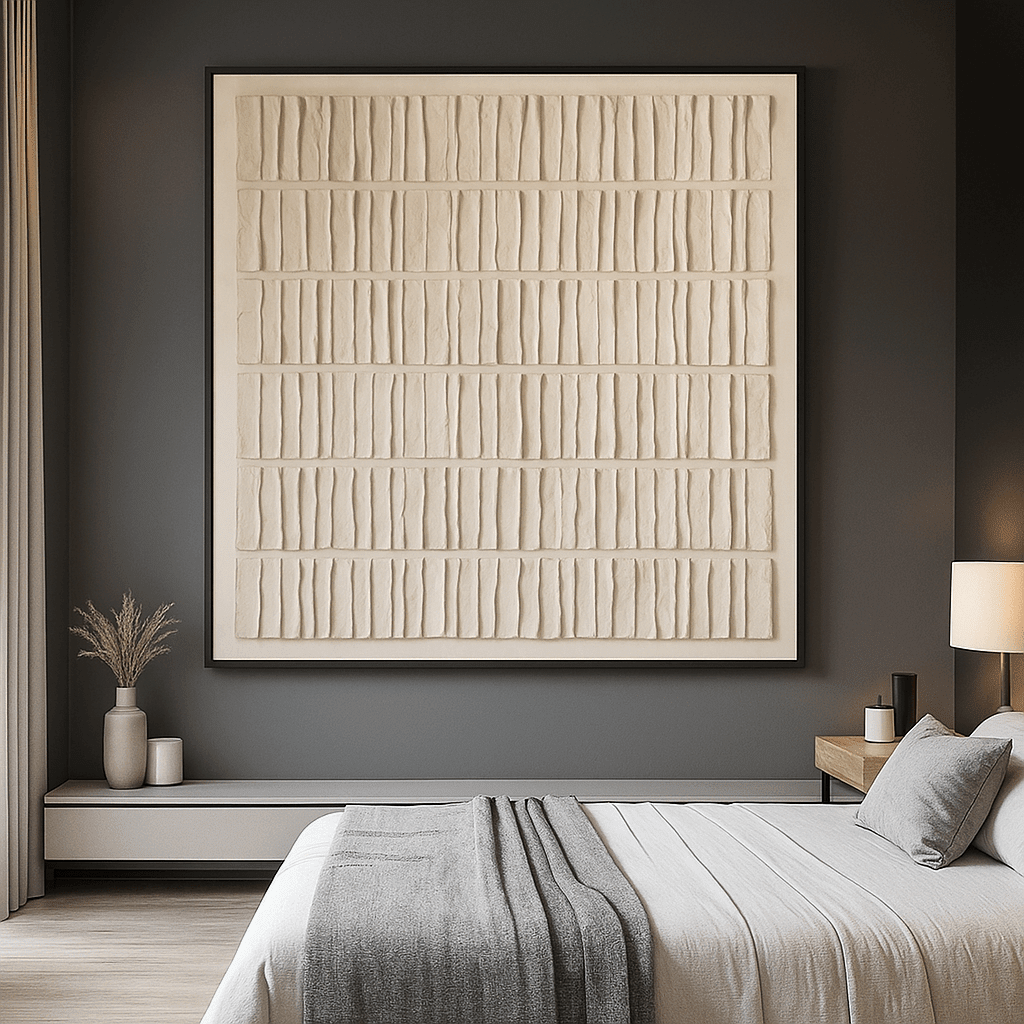 Farmhouse Wall Art - Quiet Ridges textured neutral original painting by Rossetti Art