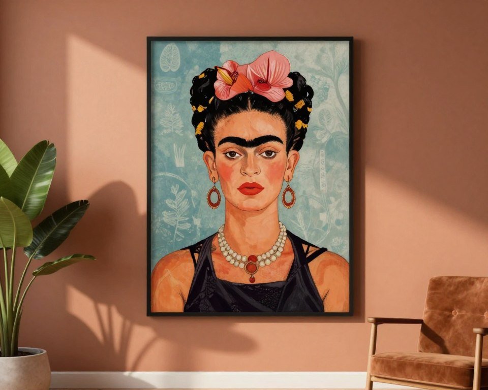 Frida Kahlo wall art in a colorful interior
